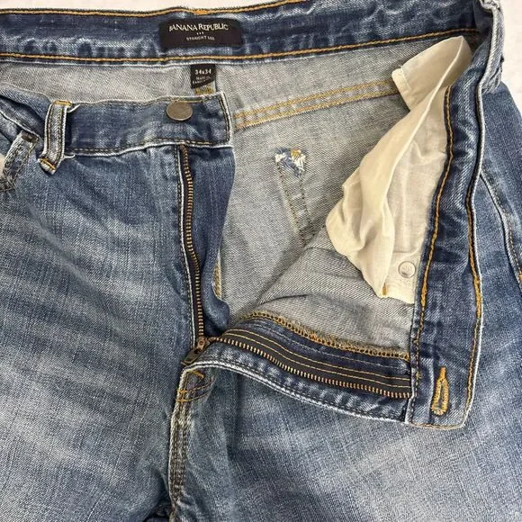 Banana Republic Jeans Men's 34 x 34 Straight Leg Medium Denim - Picture 4 of 16